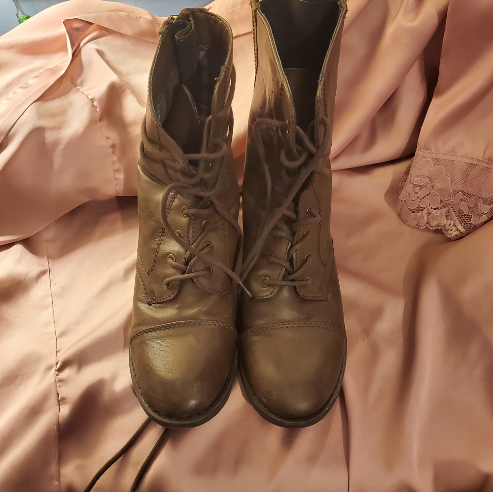 Brown combat boots